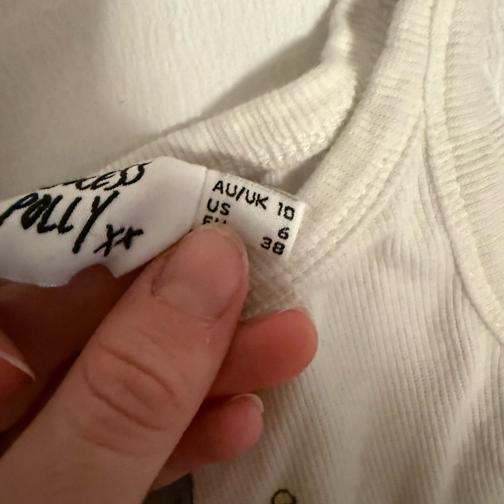 Princess Polly Cream Ribbed Tank - Picture 2 of 2